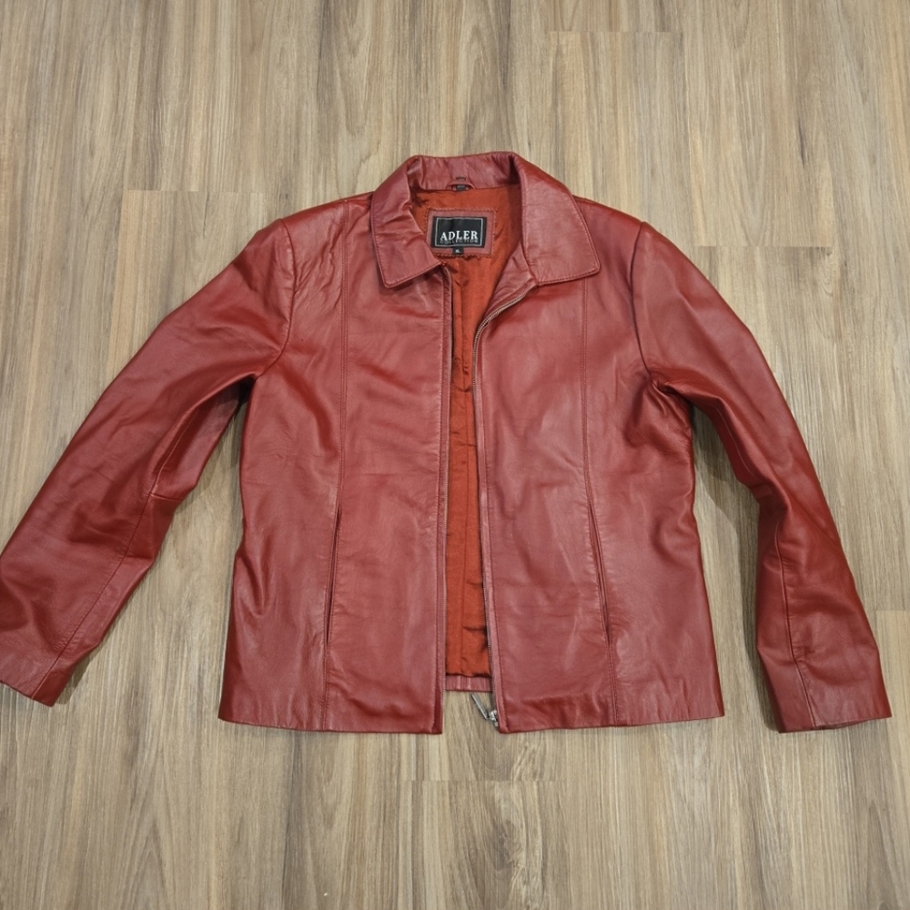 ADLER Collection Red Leather Lined Jacket